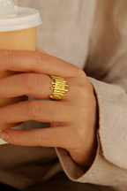 Elysian Lines 18K Gold Plated Adjustable Ring | Waterproof, Non-Tarnish Minimal Band