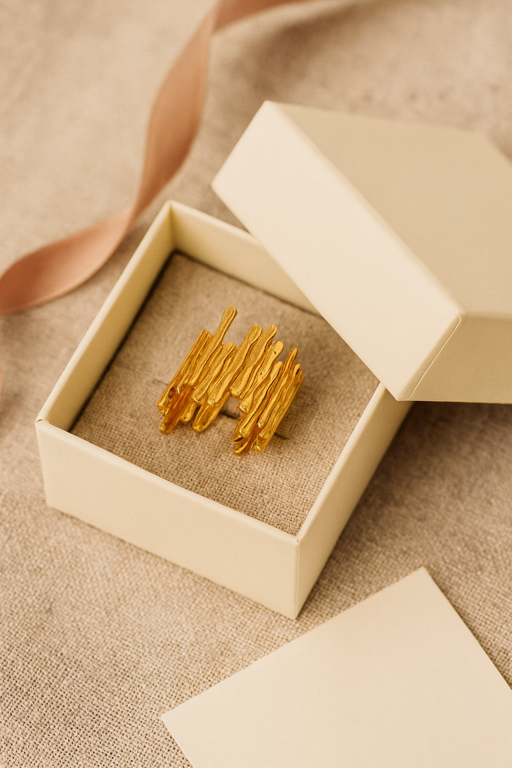 Elysian Lines 18K Gold Plated Adjustable Ring | Waterproof, Non-Tarnish Minimal Band