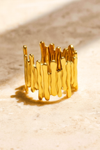 Elysian Lines 18K Gold Plated Adjustable Ring | Waterproof, Non-Tarnish Minimal Band