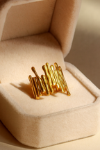 Elysian Lines 18K Gold Plated Adjustable Ring | Waterproof, Non-Tarnish Minimal Band