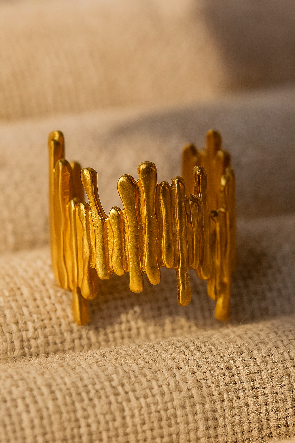 Elysian Lines 18K Gold Plated Adjustable Ring | Waterproof, Non-Tarnish Minimal Band