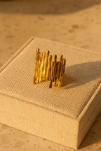 Elysian Lines 18K Gold Plated Adjustable Ring | Waterproof, Non-Tarnish Minimal Band