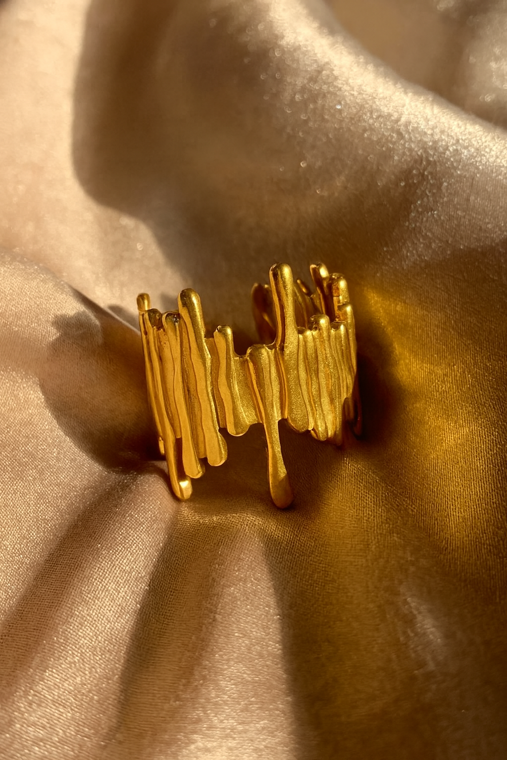 Elysian Lines 18K Gold Plated Adjustable Ring | Waterproof, Non-Tarnish Minimal Band