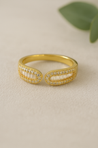 Aurora Bind 18K Gold Plated Zircon Adjustable Ring | Elegant Copper Statement Ring with Sparkling Zircon