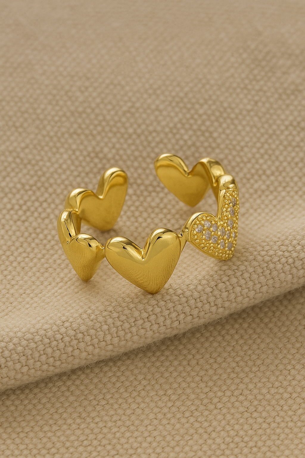 Lover’s Glow 18K Gold Plated Zircon Adjustable Ring | Elegant Gold Copper Statement Ring with Sparkling Zircon