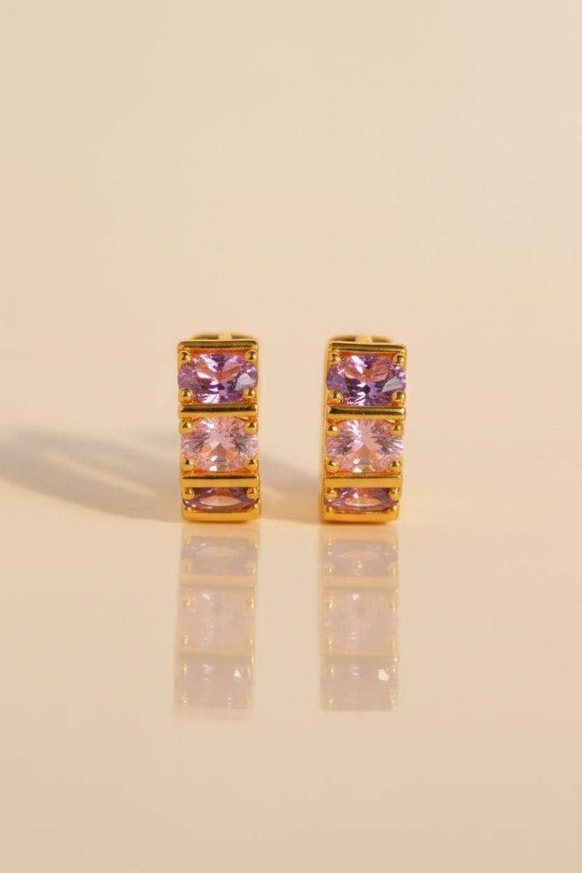 Blush Luxe Zircon Earrings for Women | 24K Gold Plated Elegant Statement Earrings