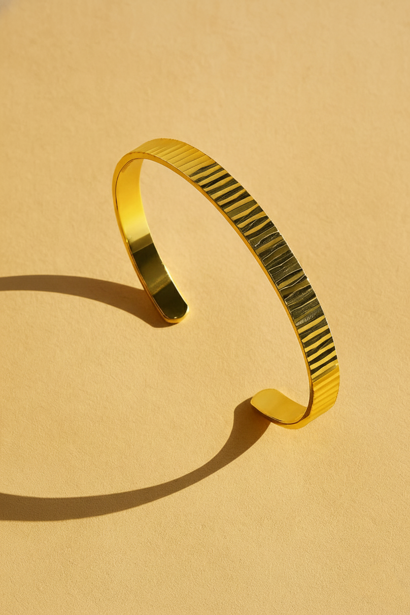 Prisma 24K Gold Plated Bangle Bracelet for Women | Elegant Statement Gold Bangle