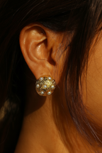 Orbs 24K Gold Plated Pearl Hoop Earrings - Elegant Gold Hoops for Women, Statement Earrings