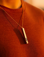 Personalized Monarque Slide Bar Necklace | 18K Gold Plated Custom Bar Pendant Necklace