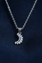 Lustra Luna 925 Sterling Silver Necklace for Women | Gold & Silver 18K Gold Plated Pendant Necklace