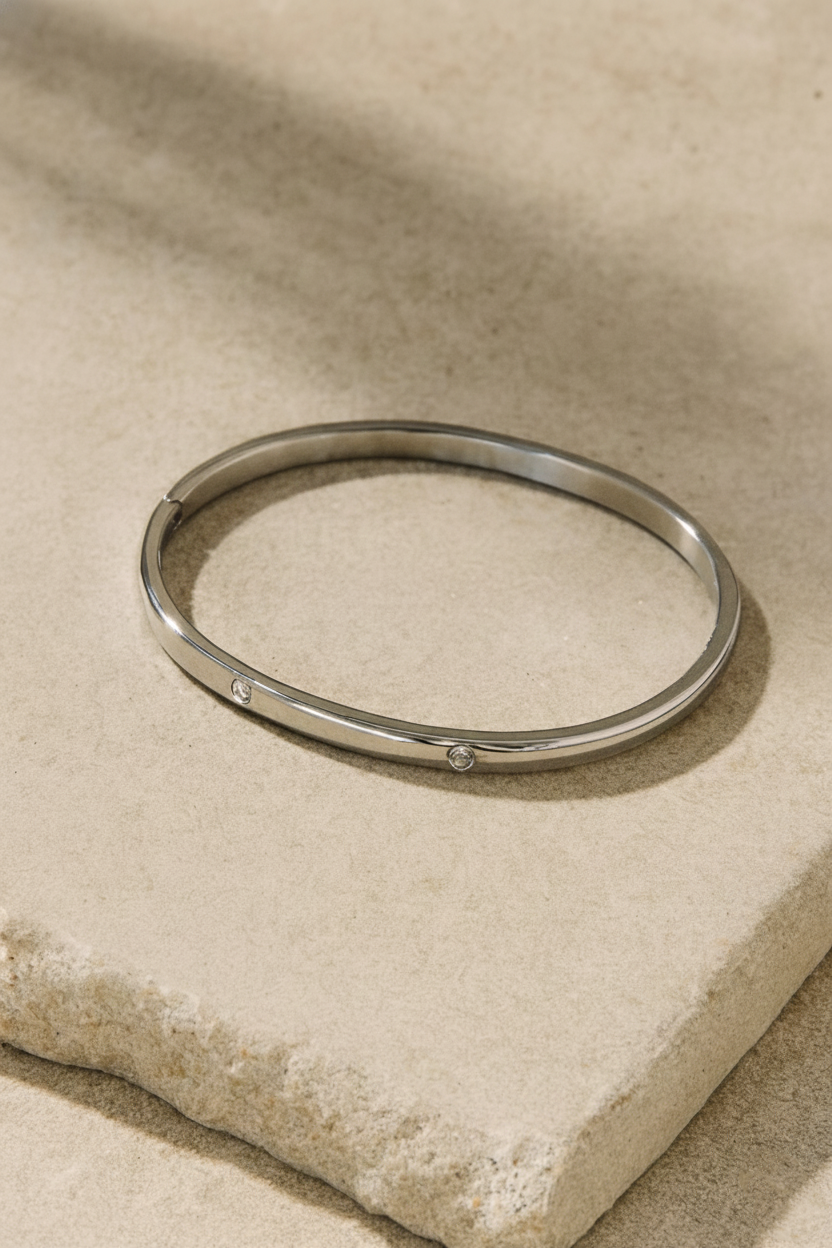 Glint Rhinestone Bangle Bracelet for Women | 18K Gold Plated Elegant Statement Bangle