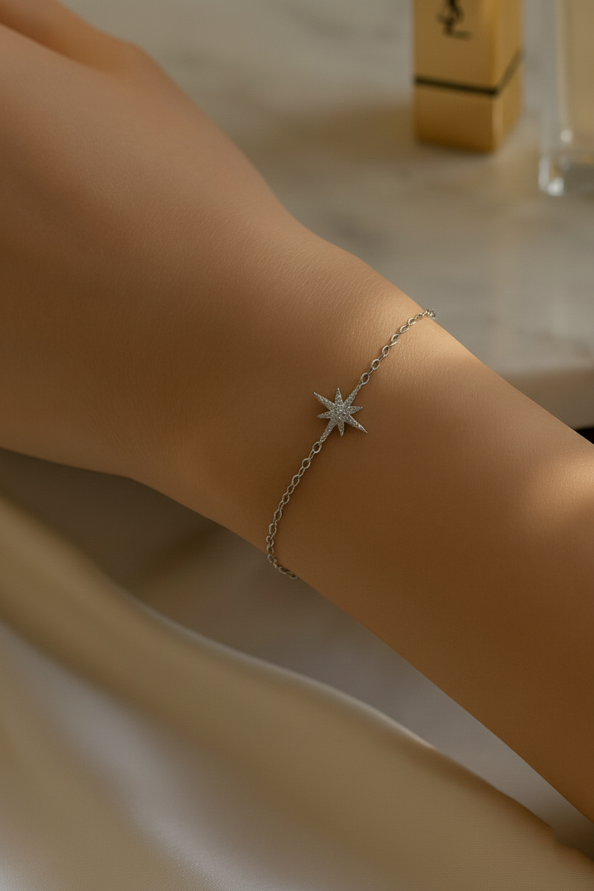 Astral Spark 925 Sterling Silver Bracelet for Women | Elegant Gold & White Gold Finish Bracelet by House Of RISMÉ