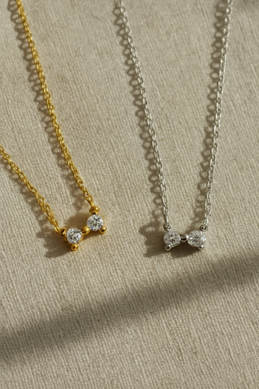 Chérie Bow 925 Sterling Silver Pendant Necklace for Women | Elegant Bow Knot Necklace