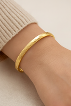 Allesia Geometric Cut Bangle Bracelet for Women | 18K Gold Plated Elegant Statement Bangle