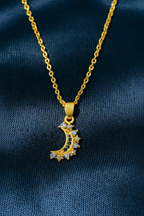 Lustra Luna 925 Sterling Silver Necklace for Women | Gold & Silver 18K Gold Plated Pendant Necklace