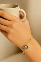 Celestia Evil Eye 925 Sterling Silver Bracelet for Women | Dual Tone Gold & Silver Elegant Protective Charm Bracelet