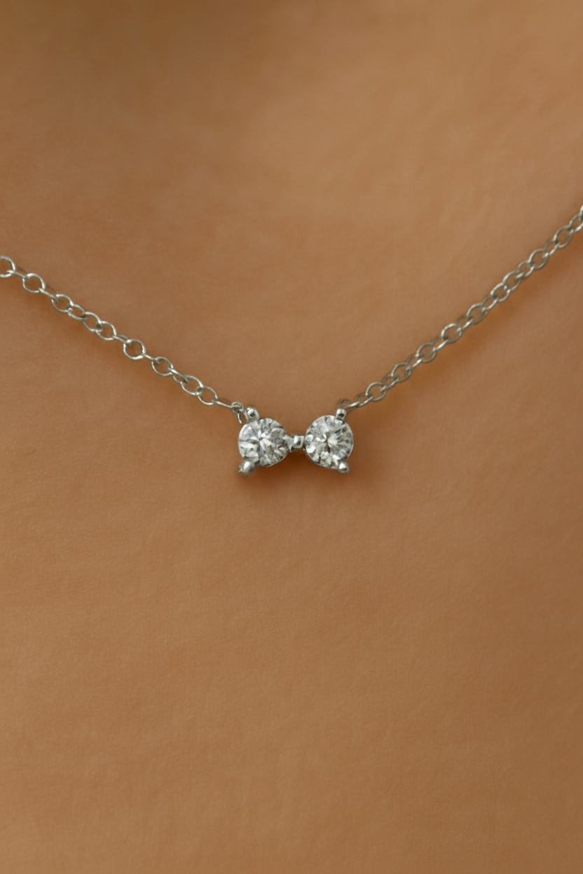 Chérie Bow 925 Sterling Silver Pendant Necklace for Women | Elegant Bow Knot Necklace