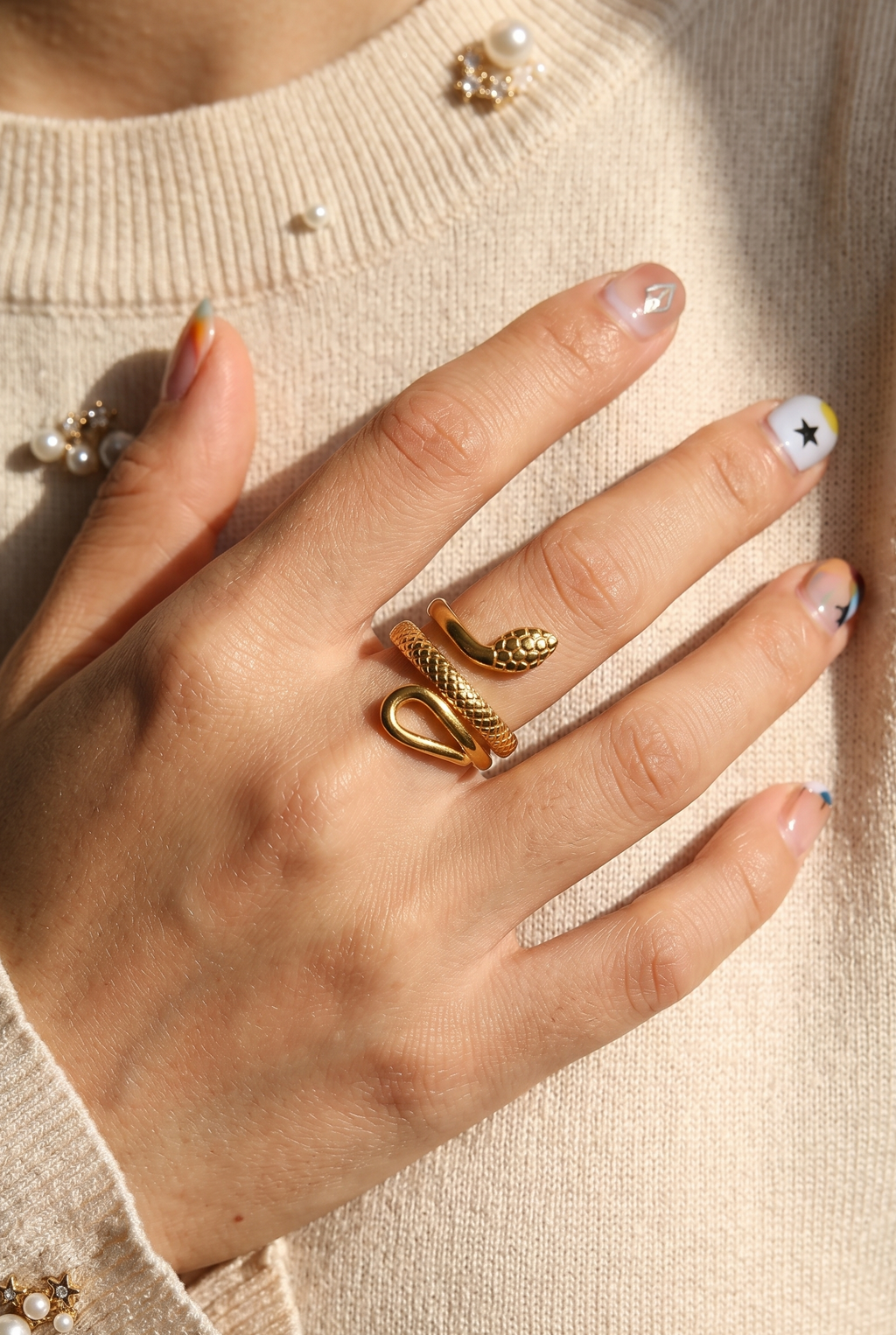 Seraphis Non-Tarnish 18K Gold  Plated Adjustable Ring |  Silver & Gold