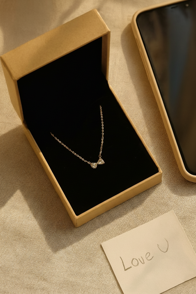 Chérie Bow 925 Sterling Silver Pendant Necklace for Women | Elegant Bow Knot Necklace