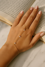 Stella 925 Sterling Silver Hand Bracelet Chain for Women | Elegant Gold Zircon Hand Chain Jewellery