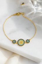 Trio Evil Eye 925 Sterling Silver Bracelet for Women | Dual Tone Gold & Silver Protective Charm Bracelet