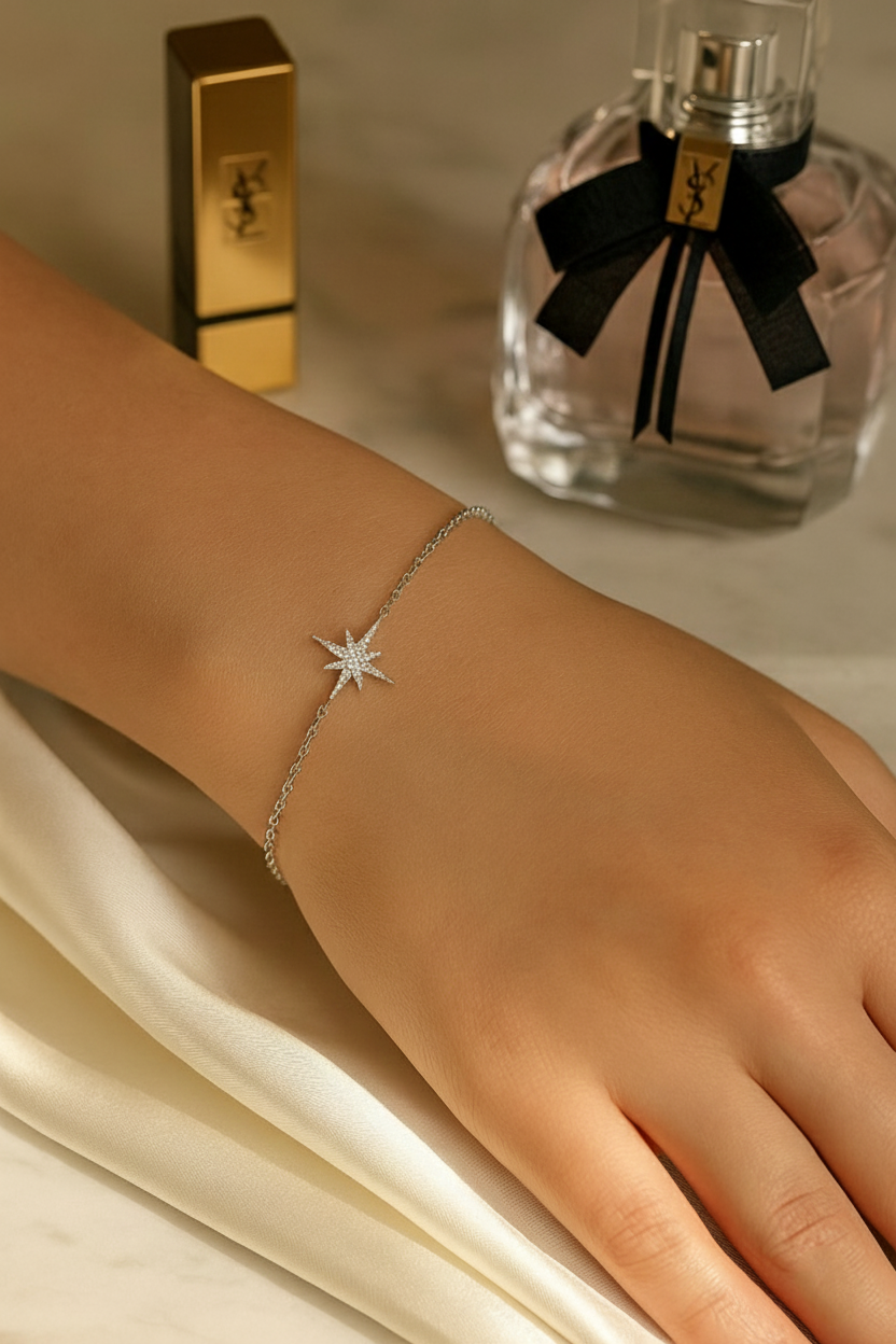 Astral Spark 925 Sterling Silver Bracelet for Women | Elegant Gold & White Gold Finish Bracelet by House Of RISMÉ