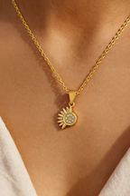 Lustra Sol 925 Sterling Silver Necklace – Gold & Silver Pendant with 18K Gold Plating, Elegant Sterling Silver Jewelry