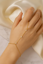 Stella 925 Sterling Silver Hand Bracelet Chain for Women | Elegant Gold Zircon Hand Chain Jewellery