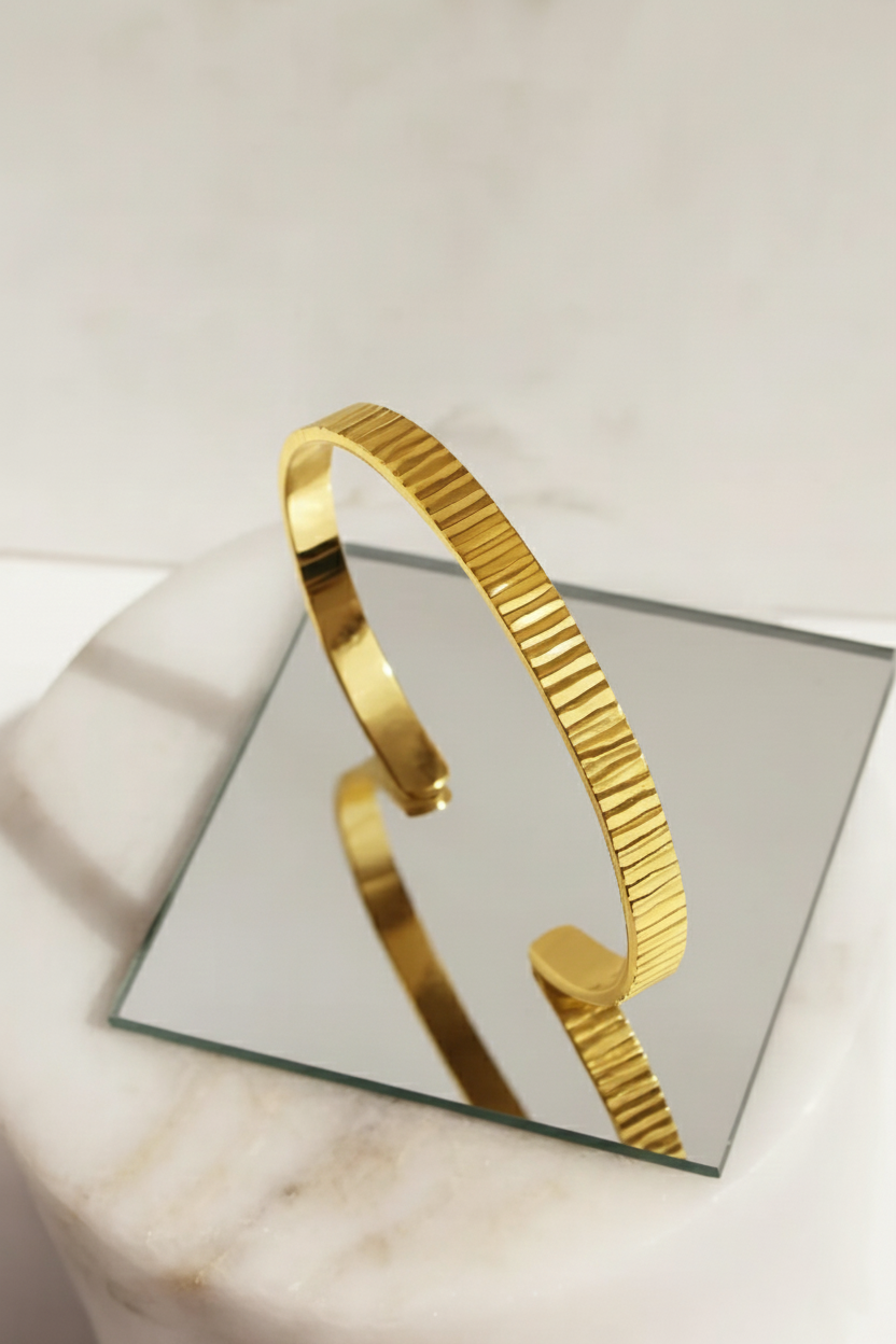 Prisma 24K Gold Plated Bangle Bracelet for Women | Elegant Statement Gold Bangle