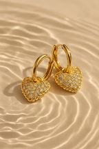 Aurora Hearts Zircon Drop Earrings for Women | 18K Gold Plated Heart Dangle Earrings