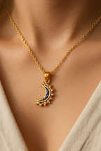 Lustra Luna 925 Sterling Silver Necklace for Women | Gold & Silver 18K Gold Plated Pendant Necklace