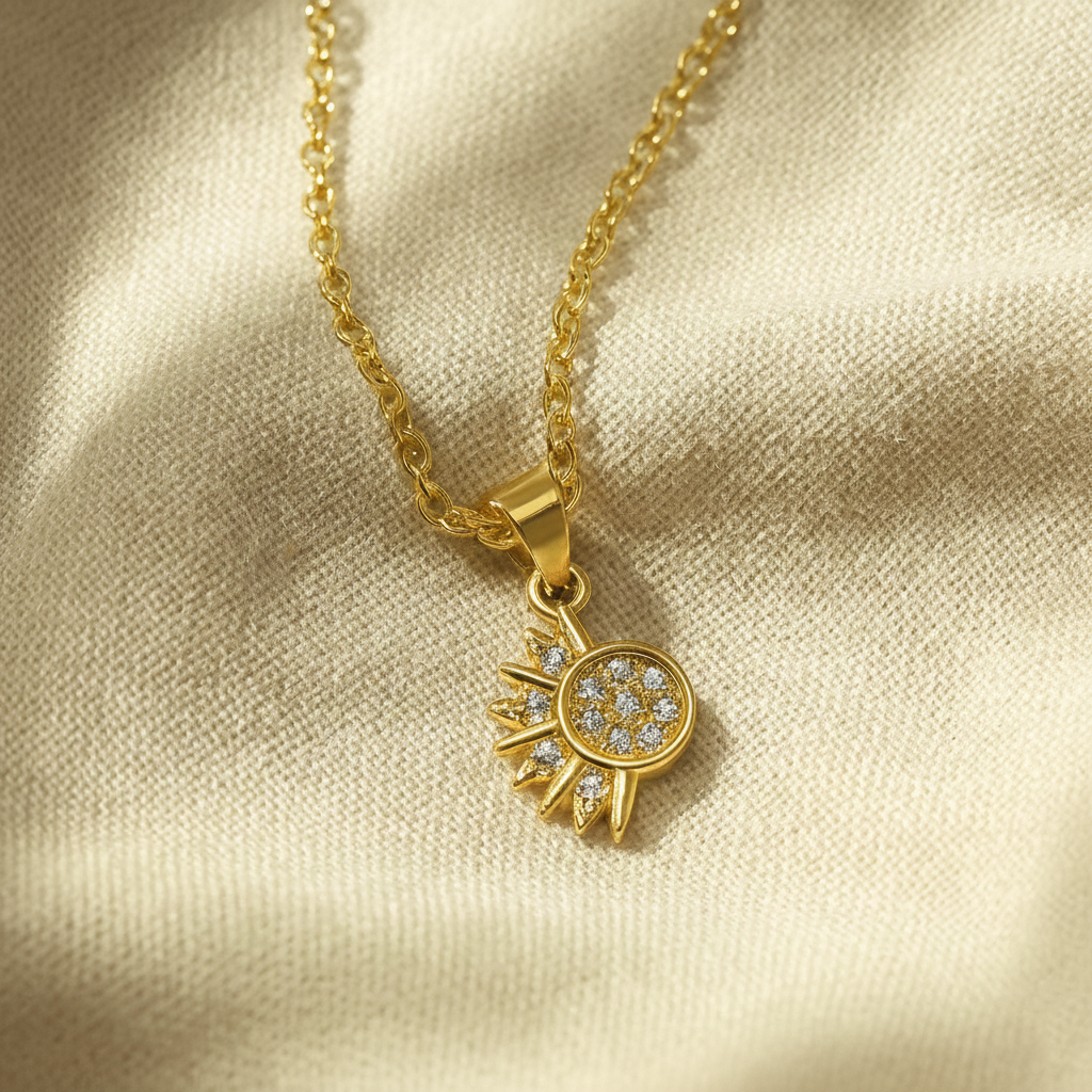 Lustra Sol 925 Sterling Silver Necklace – Gold & Silver Pendant with 18K Gold Plating, Elegant Sterling Silver Jewelry