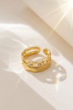 Empire Link Non-Tarnish 18K Gold Plated Adjustable Ring