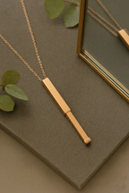 Personalized Monarque Slide Bar Necklace | 18K Gold Plated Custom Bar Pendant Necklace