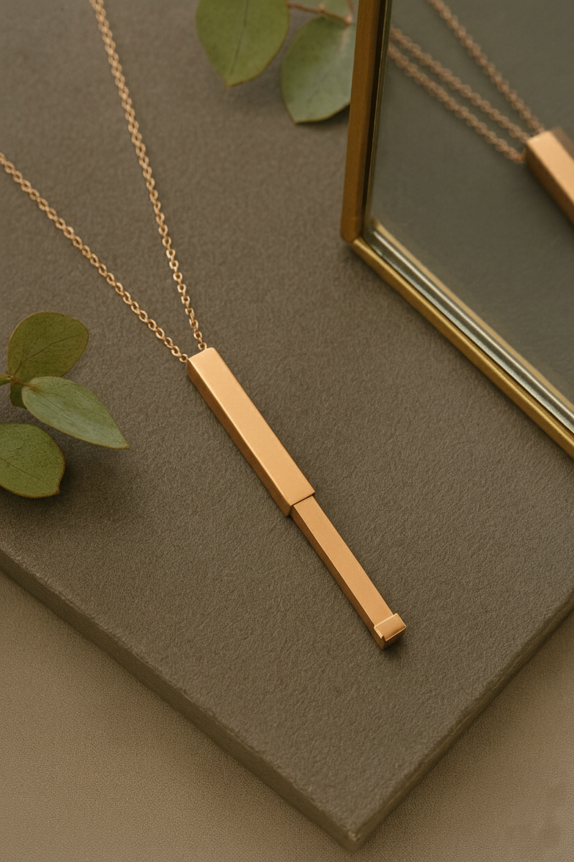 Personalized Monarque Slide Bar Necklace | 18K Gold Plated Custom Bar Pendant Necklace