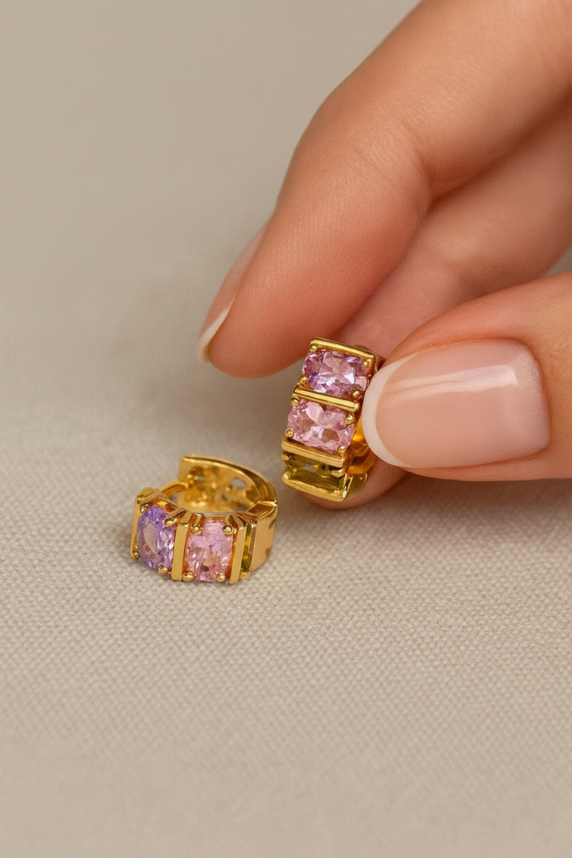 Blush Luxe Zircon Earrings for Women | 24K Gold Plated Elegant Statement Earrings