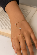 Stella 925 Sterling Silver Hand Bracelet Chain for Women | Elegant Gold Zircon Hand Chain Jewellery