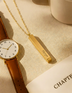 Personalized Monarque Slide Bar Necklace | 18K Gold Plated Custom Bar Pendant Necklace