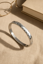 Allesia Geometric Cut Bangle Bracelet for Women | 18K Gold Plated Elegant Statement Bangle