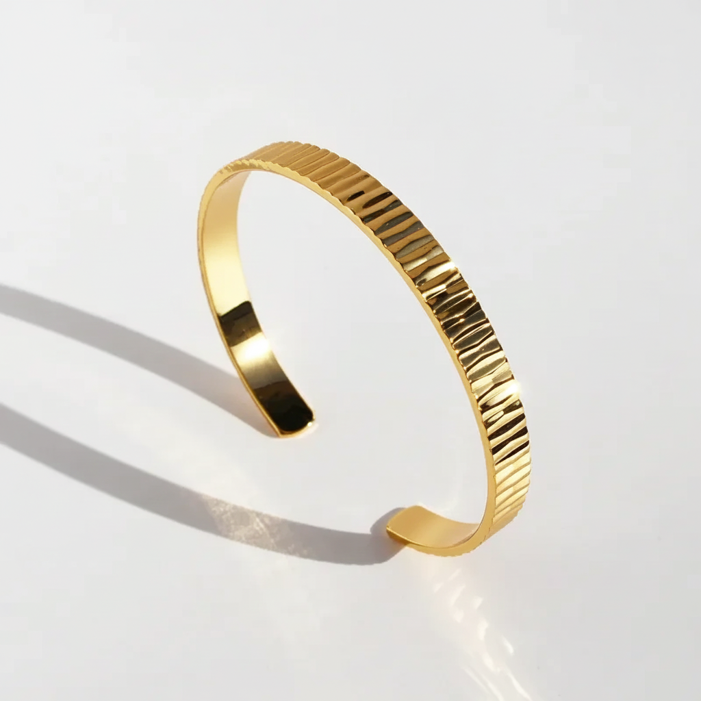 Prisma 24K Gold Plated Bangle Bracelet for Women | Elegant Statement Gold Bangle