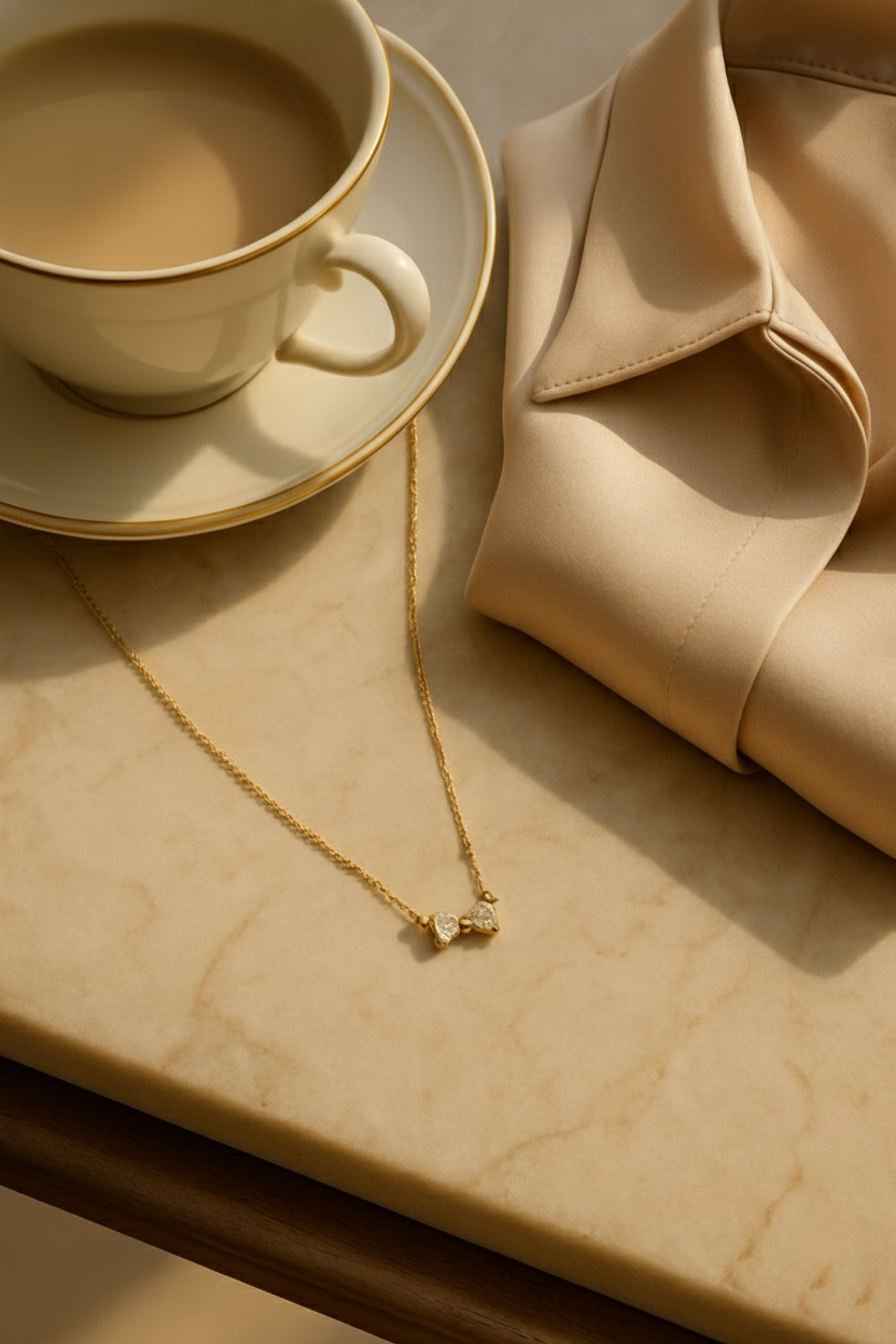 Chérie Bow 925 Sterling Silver Pendant Necklace for Women | Elegant Bow Knot Necklace