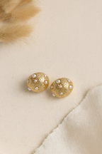 Orbs 24K Gold Plated Pearl Hoop Earrings - Elegant Gold Hoops for Women, Statement Earrings