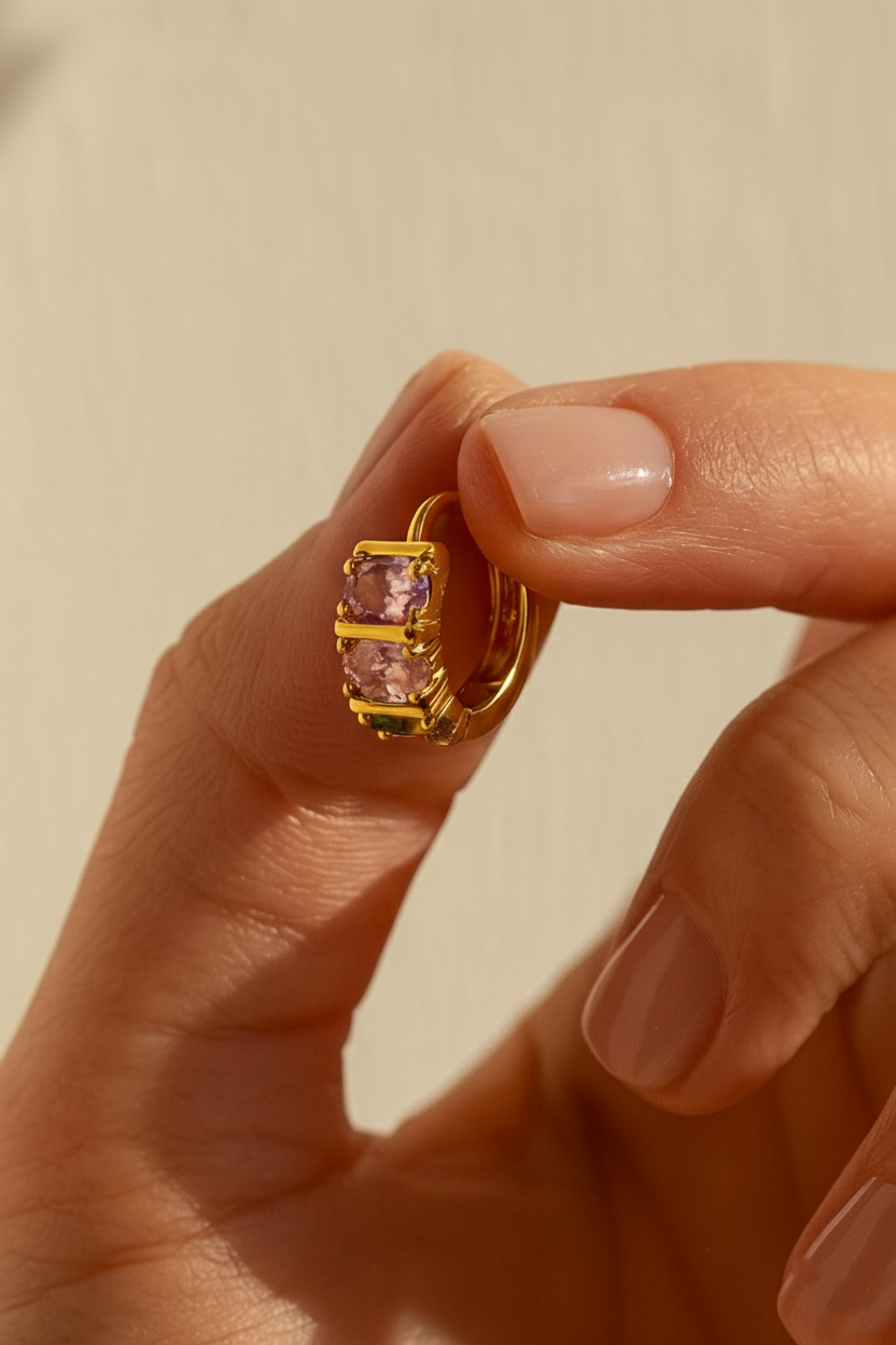 Blush Luxe Zircon Earrings for Women | 24K Gold Plated Elegant Statement Earrings