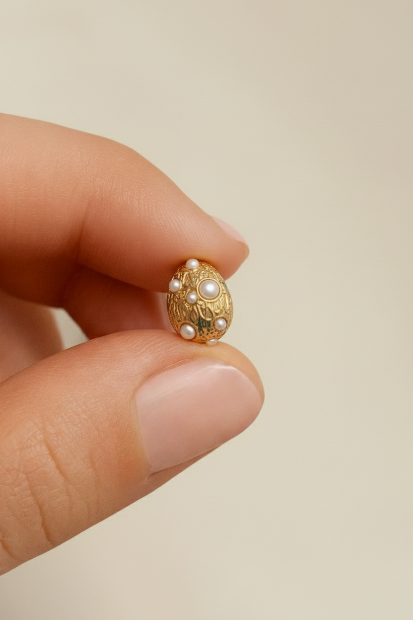 Orbs 24K Gold Plated Pearl Hoop Earrings - Elegant Gold Hoops for Women, Statement Earrings