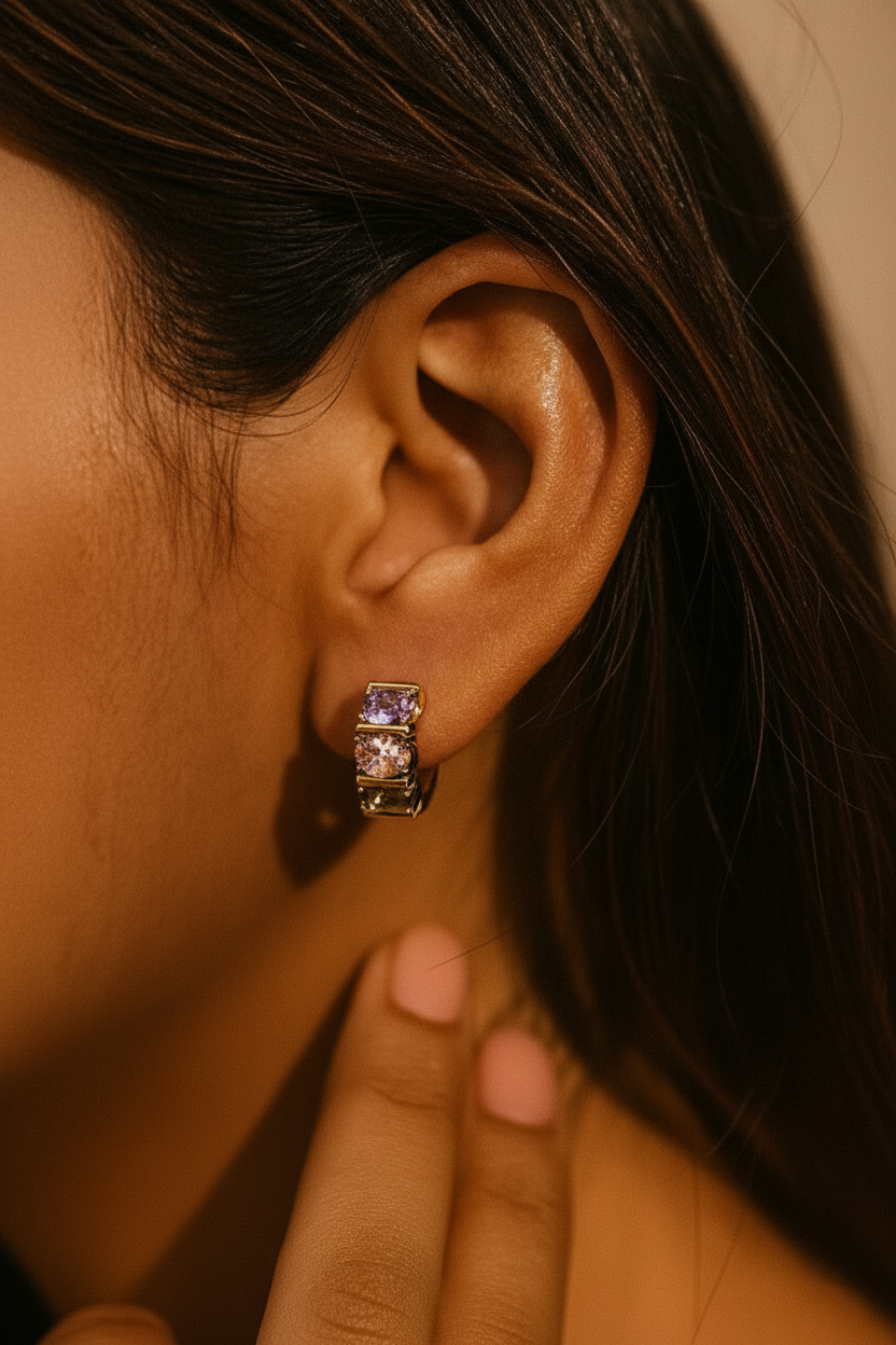 Blush Luxe Zircon Earrings for Women | 24K Gold Plated Elegant Statement Earrings