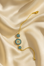 Trio Evil Eye 925 Sterling Silver Bracelet for Women | Dual Tone Gold & Silver Protective Charm Bracelet