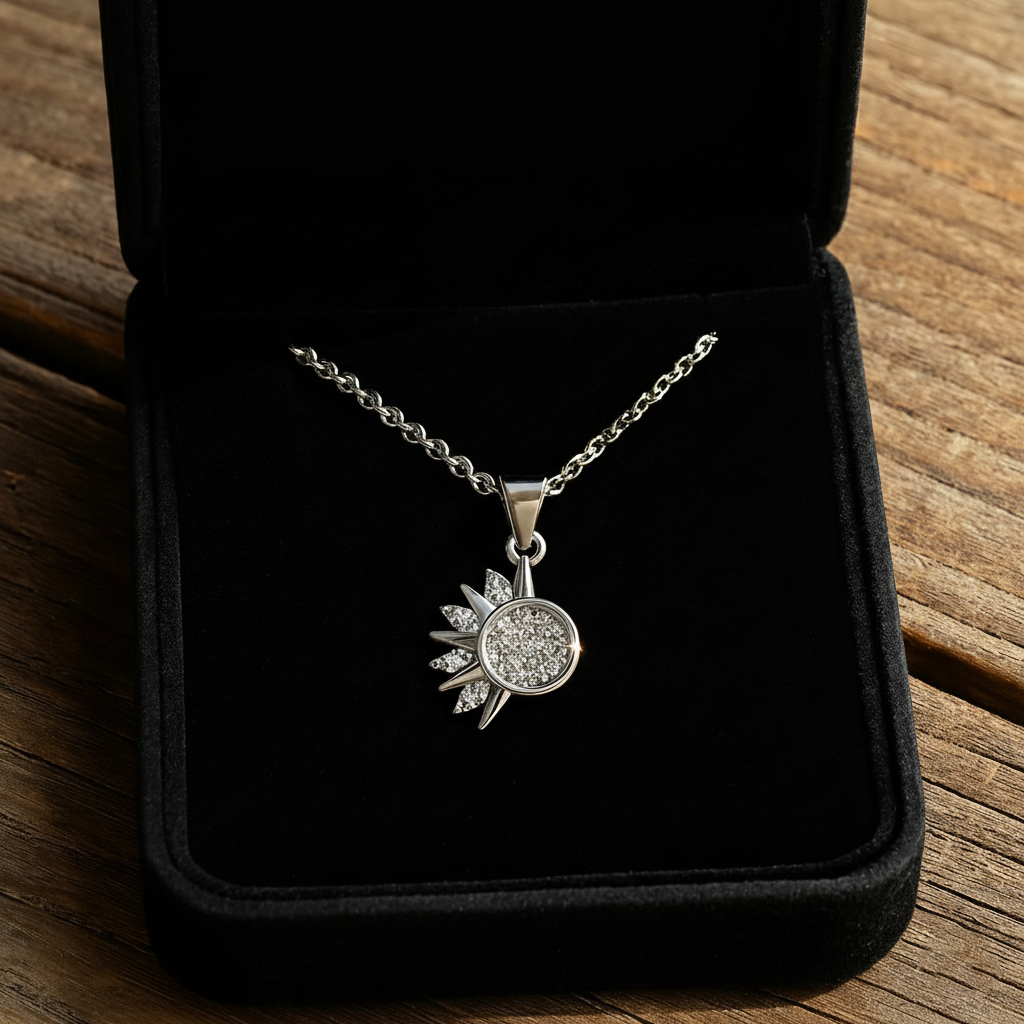 Lustra Sol 925 Sterling Silver Necklace – Gold & Silver Pendant with 18K Gold Plating, Elegant Sterling Silver Jewelry