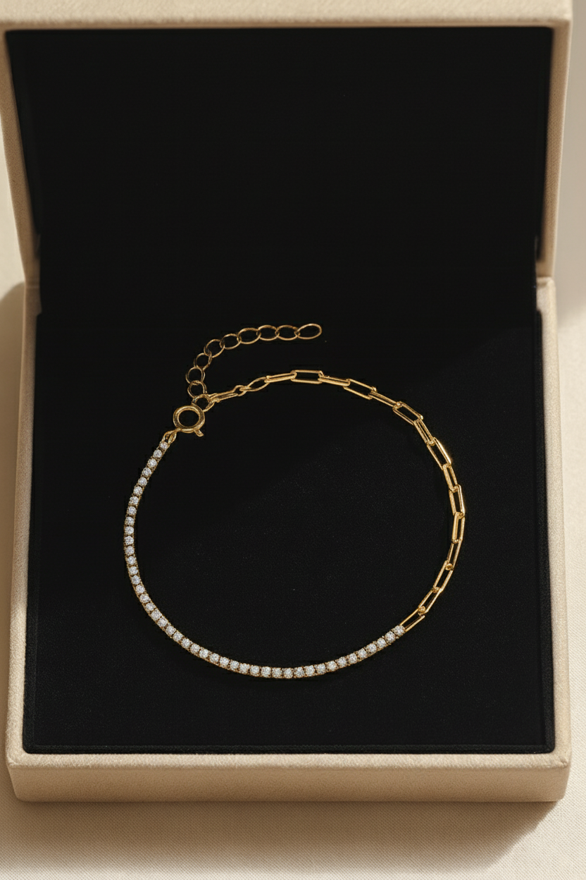Duo Luxe 925 Sterling Silver Bracelet – Elegant Gold Plated Sterling Silver Bracelet for Women