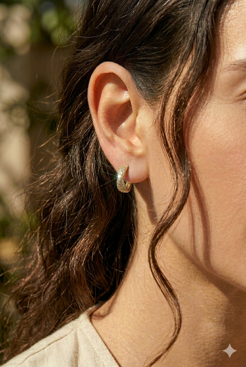 AuriX 925 Sterling Silver Hoop Earrings for Women | 18K Gold & White Gold Plated Zircon Hoops