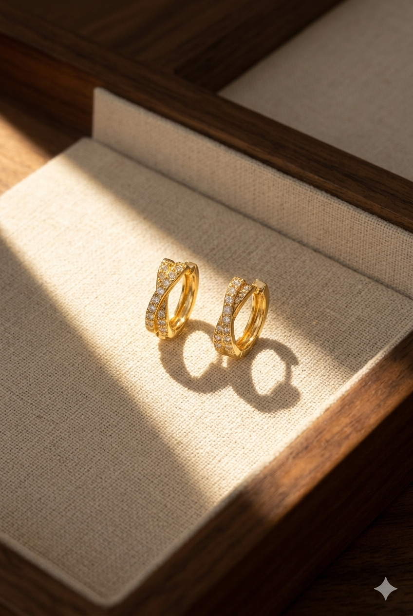 AuriX 925 Sterling Silver Hoop Earrings for Women | 18K Gold & White Gold Plated Zircon Hoops